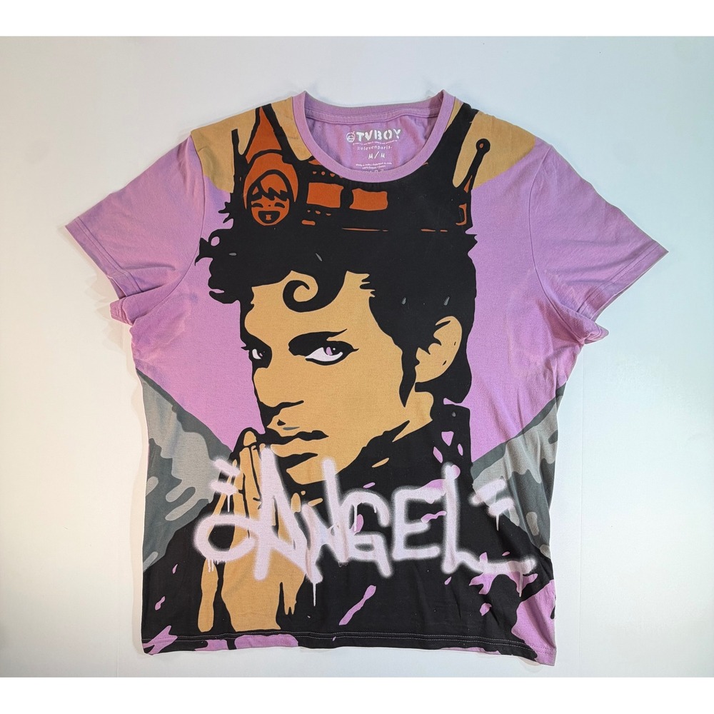 Eleven Paris TVBOY Prince Angel Graphic T-Shirt Purple Mens M Pop Art Cotton